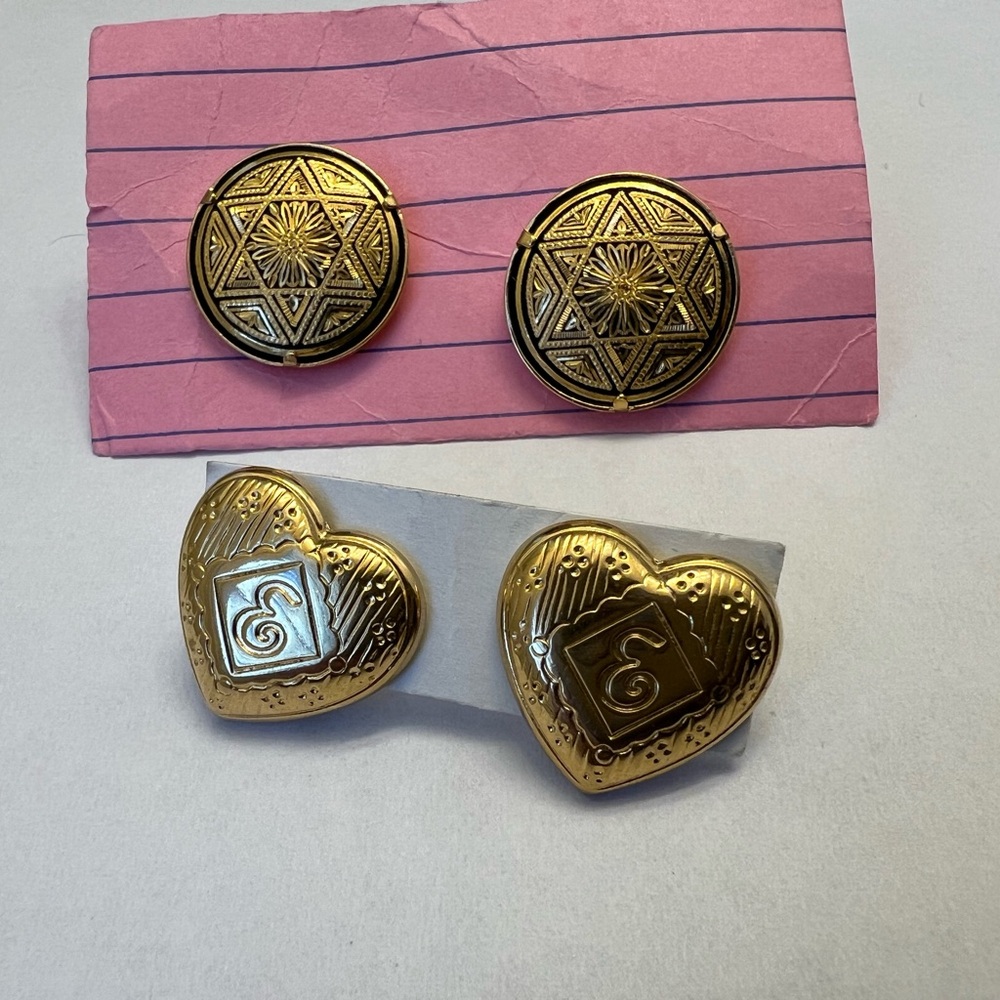 Gold Tone pierced earrings both for $30